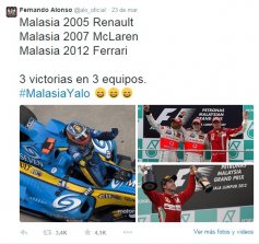 Twitt del español previo a su vuelta en Malasia