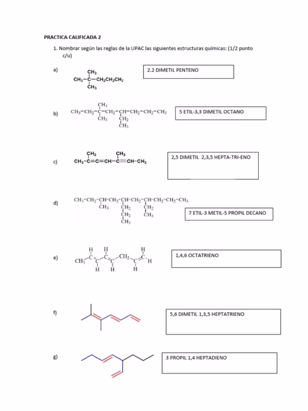 ¿Cuál es la fórmula Semidesarrollada del Octeno?
