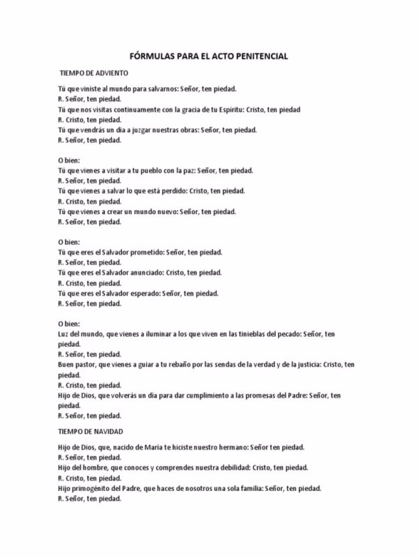 ¿Qué se dice en el acto penitencial?