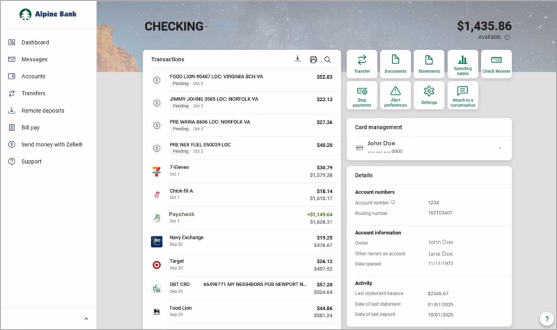 How to find routing number Alpine Bank?