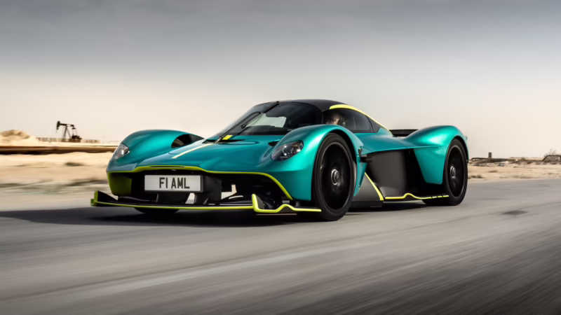 What is the top speed of the Aston Martin Valkyrie V12?