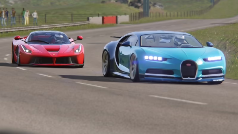 Which car is faster, Bugatti Chiron or Ferrari?