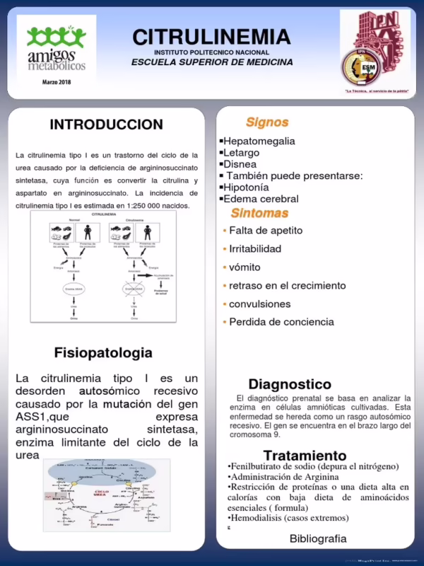 ¿Qué es la citrulinemia tipo 1?