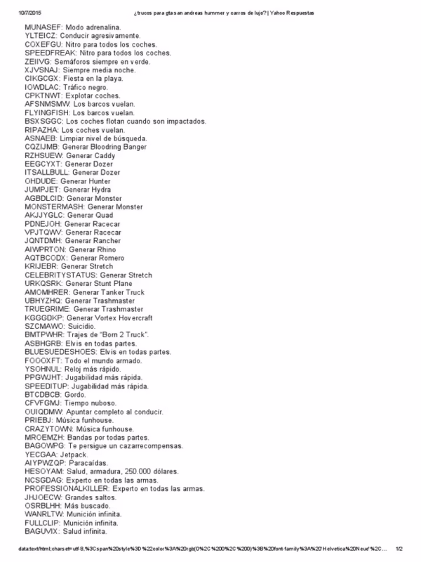 ¿Cuáles son las claves para los carros en GTA San Andreas?