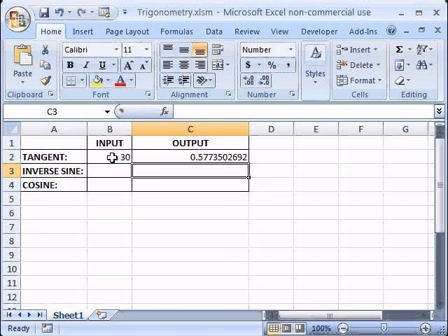 How do I insert ACOS formula in Excel?