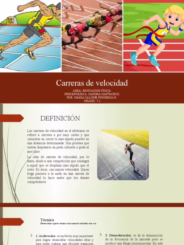 ¿Qué es una carrera de velocidad en educación física?