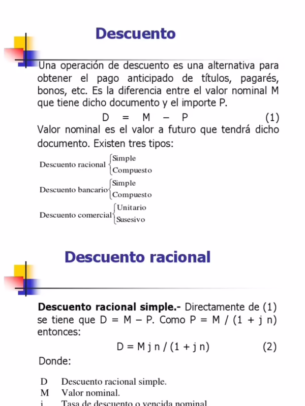 ¿Cuál es la fórmula de la tasa de descuento?