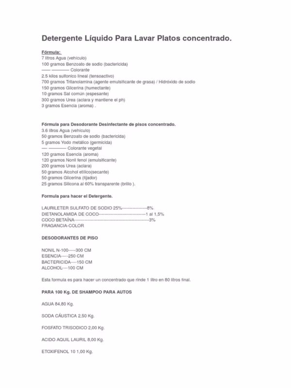 ¿Cuál es la fórmula del detergente?