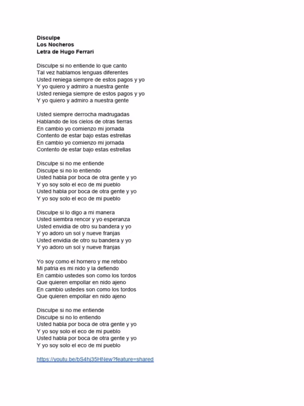 ¿Cómo se llama la canción de los nocheros?