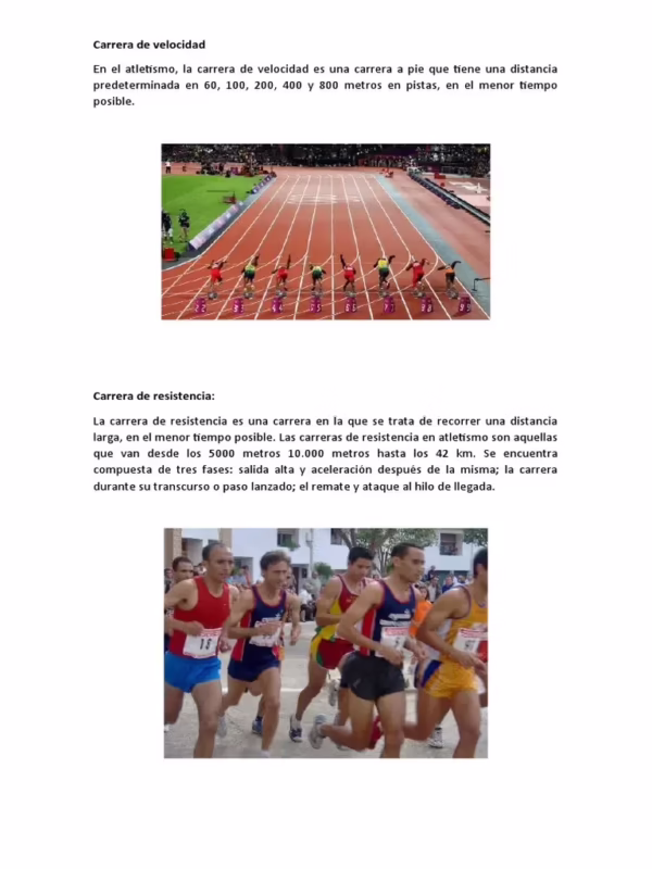 ¿Cuántas distancias tiene una carrera de velocidad?