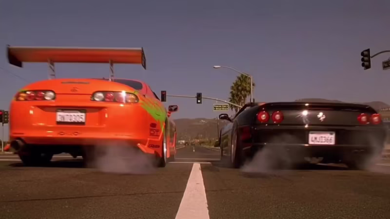 What Ferrari raced the Supra in Fast and Furious?