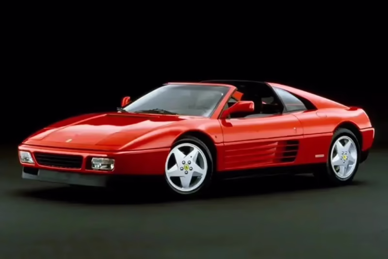 How much horsepower does a 1990 Ferrari 348 TS have?