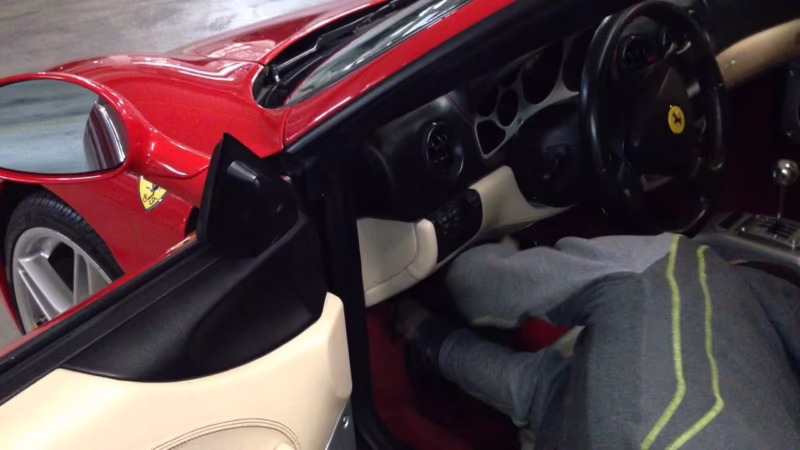 Where is the OBD connector on a Ferrari f430?