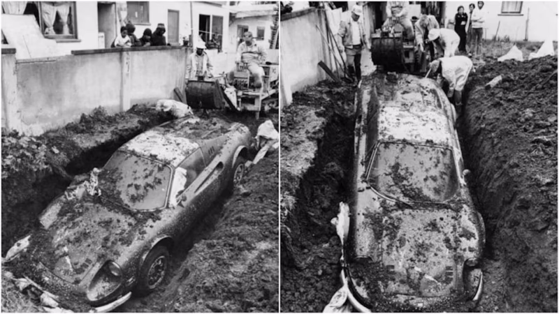 Who was buried in a Ferrari?
