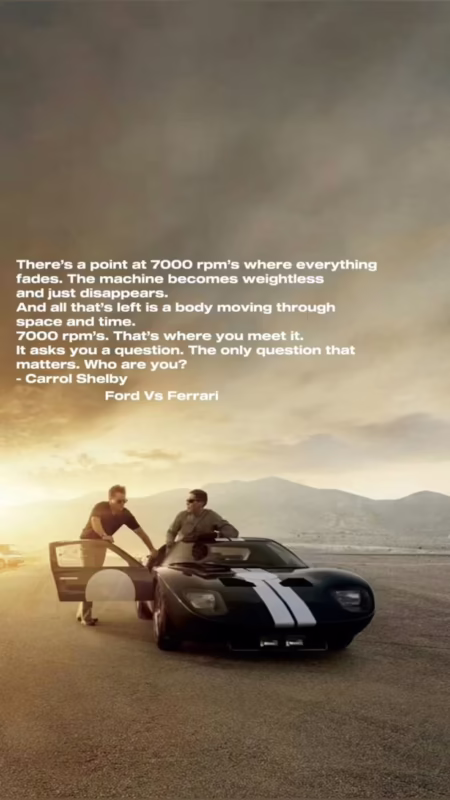 ¿Cuál es el lema de Ford v Ferrari?