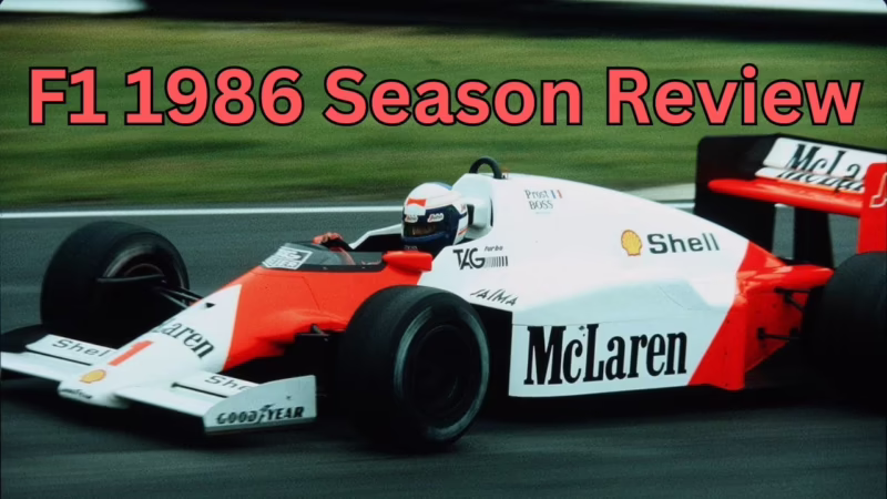 What was the top speed of the 1986 F1 race?