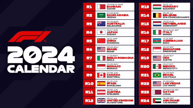 What are the F1 dates for 2024?