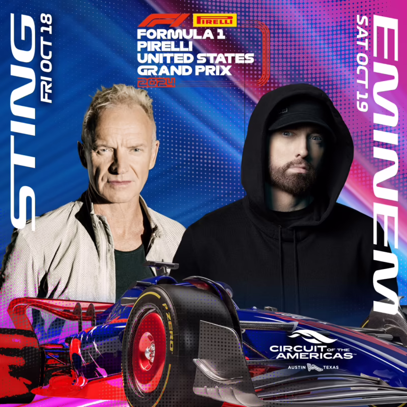 Who is performing at the F1 race?