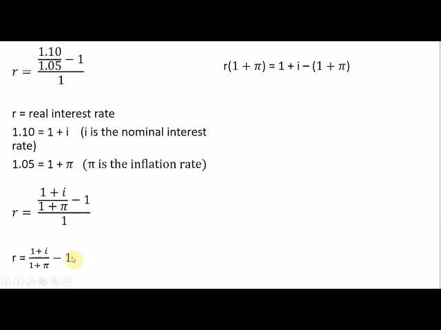 What is the formula for the real interest rate?