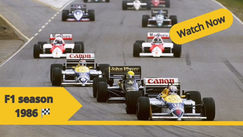 What was the top speed of the 1986 F1 car?