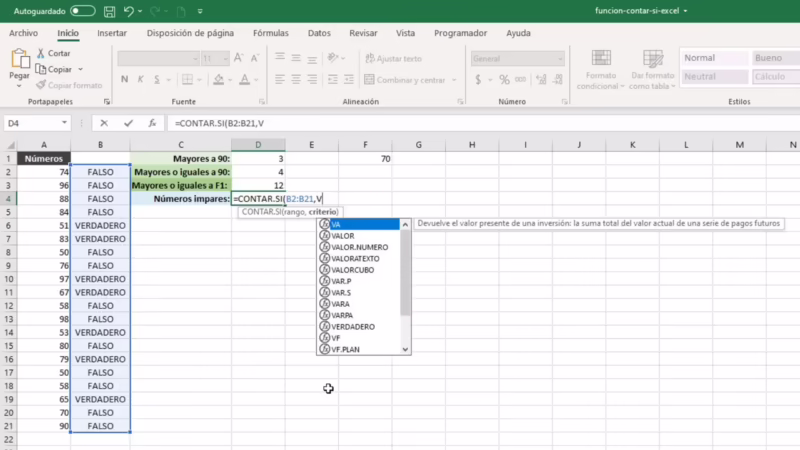 ¿Cómo contar en Excel celdas que cumplan una condición?