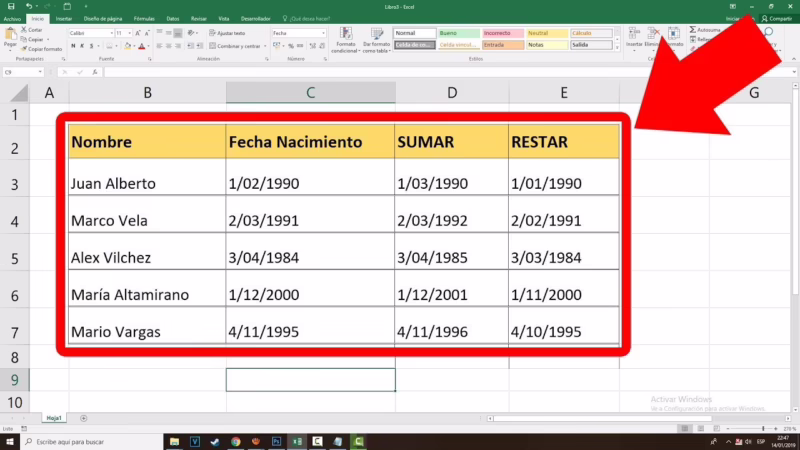 ¿Cómo sumar 1 mes en Excel?