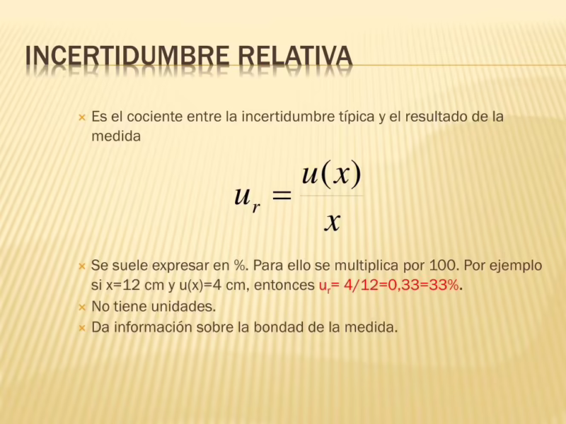 ¿Qué es la incertidumbre relativa unitaria?