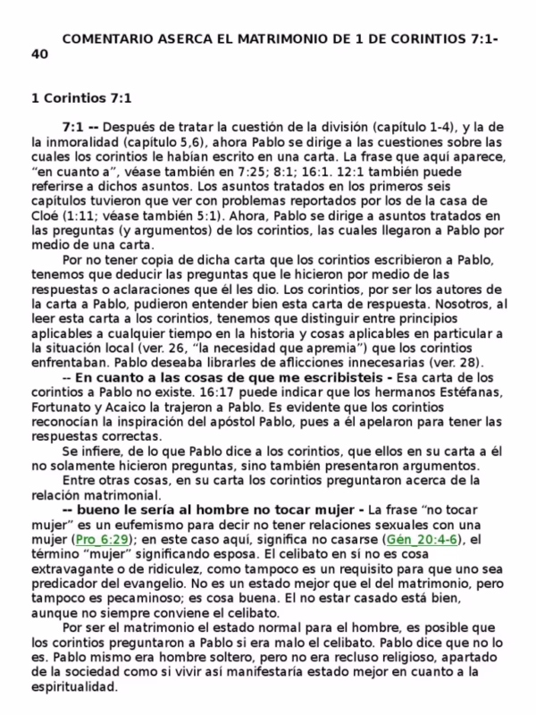 ¿Qué dice la primera de Corintios sobre el matrimonio?