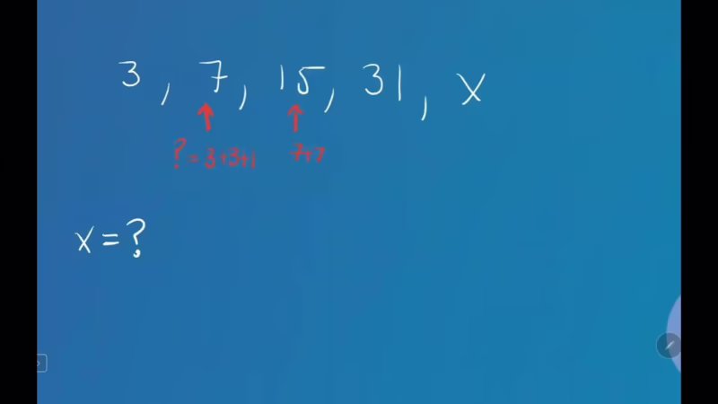 ¿Cuál es el número que falta en la secuencia 1 3 7 13 31?