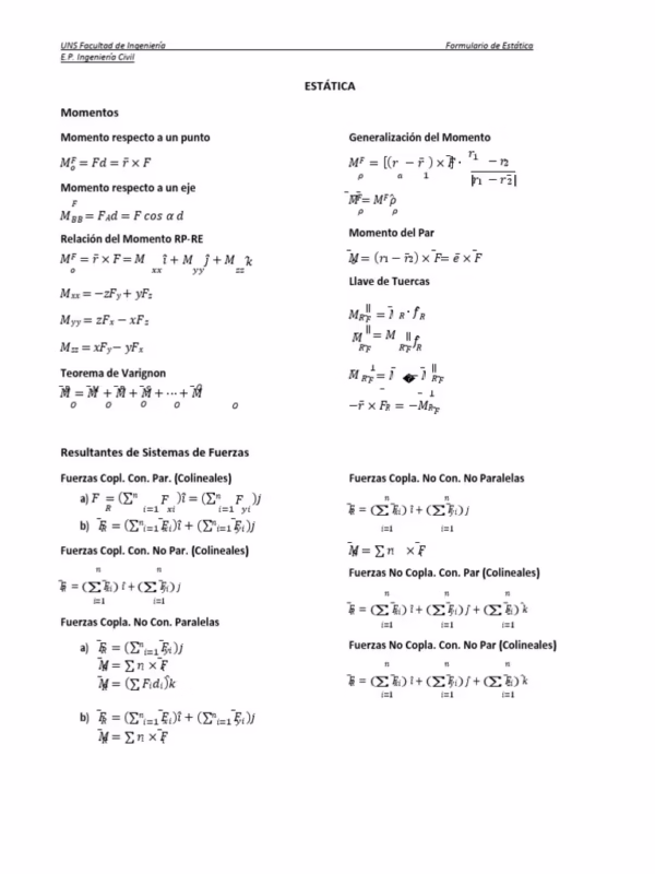 ¿Cuál es la fórmula de la estática?