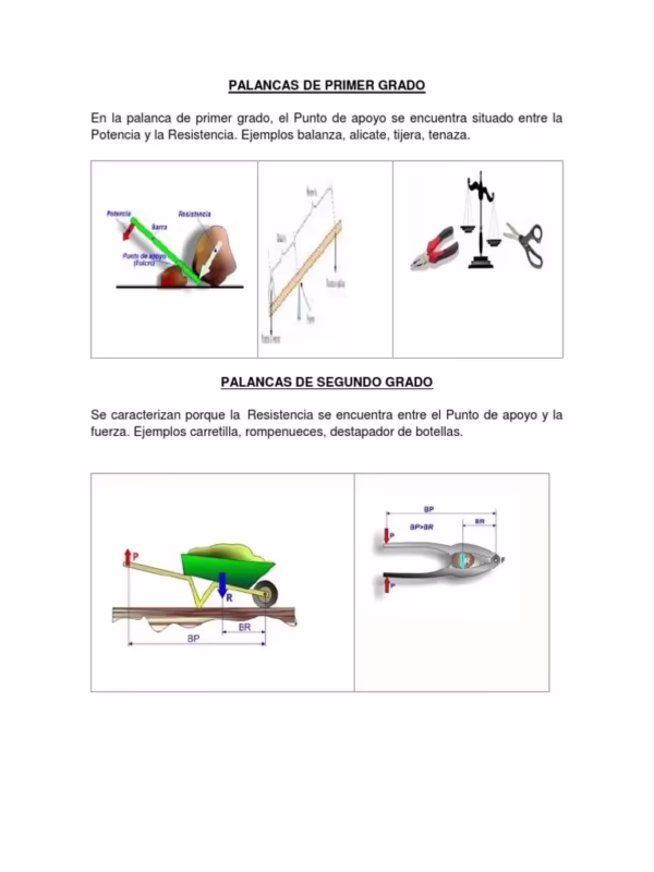 ¿Qué son las palancas de 1, 2 y 3 género?