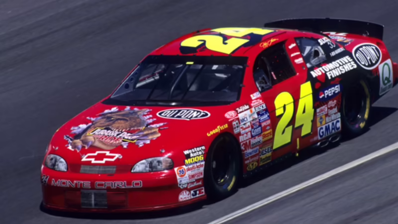 What year did Jeff Gordon drive the T-rex car?