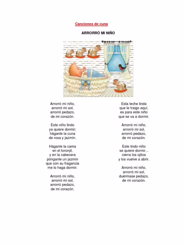 ¿Cuál es la letra de la nana para dormir?