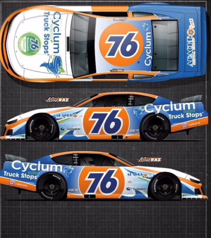Who drives the 76 car in NASCAR?