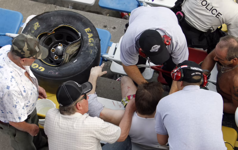 What happened to the NASCAR driver that fell off his car?