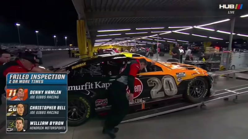 Is Kyle Larson penalized after failing NASCAR inspection at Atlanta?