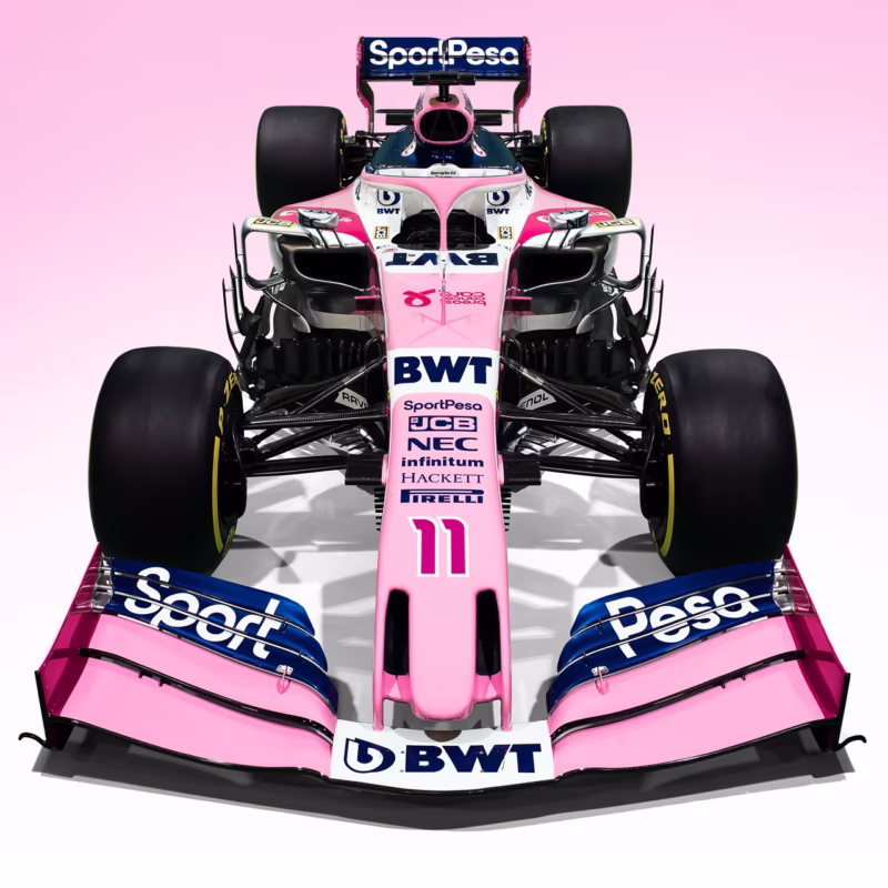 Which Formula 1 team has a pink car?