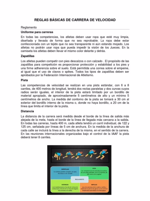 ¿Cuáles son las reglas de una carrera de velocidad?