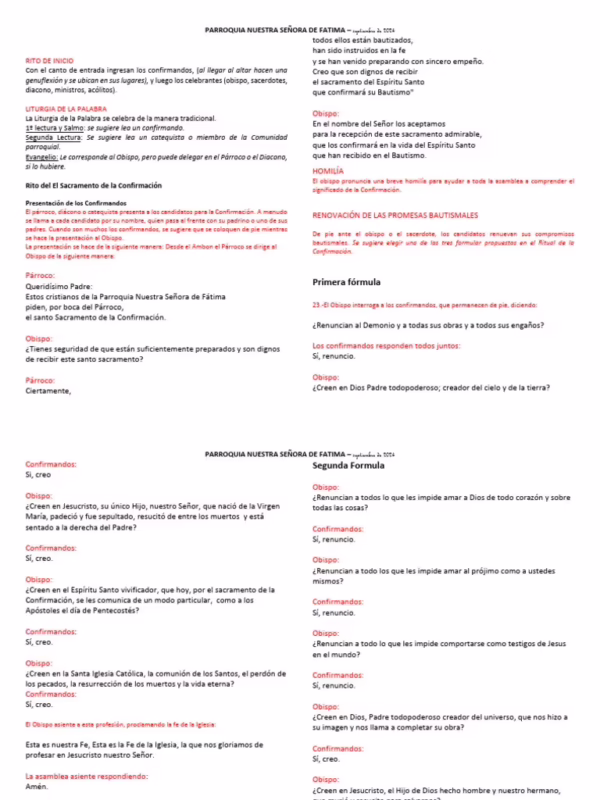 ¿Cuál es la fórmula que se utiliza para la Confirmación?