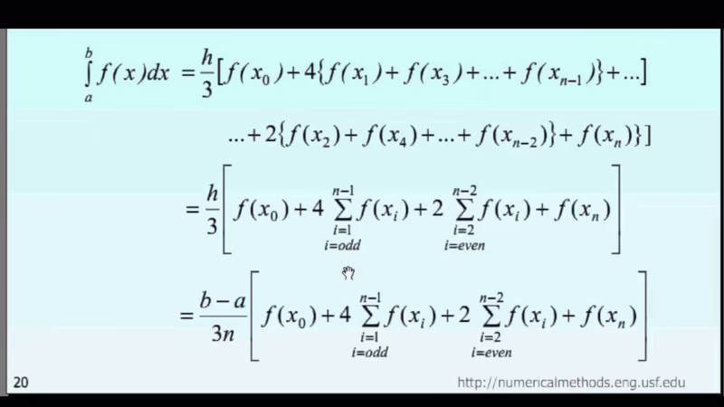 What is the Simpson's 1 third rule formula?