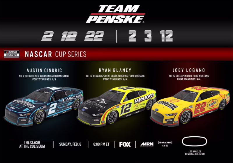 Who is on the Penske team in NASCAR?